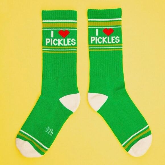 NEW‎ GUMBALL POODLE I LOVE PICKLES Socks Green Unisex OS Ribbed Gym Crew Novelty - Picture 4 of 6